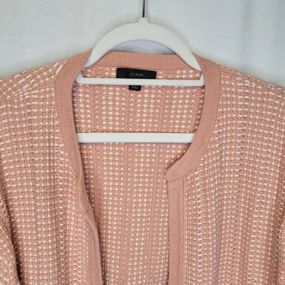 J. Crew Women's Small Cardigan Sweater Peach Open Front  Basketweave Knit - Picture 3 of 8